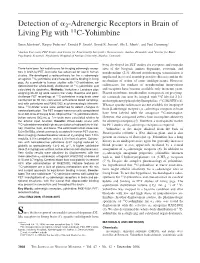 Detection of A2-Adrenergic Receptors in Brain of Living Pig with 11C-Yohimbine
