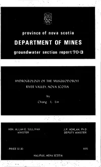 Hydrogeology of the Musquodoboit River Valley Forms Part of This Broader Provincial Program