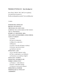 THEMES in TYPOLOGY: Basic Reading List Frans Plank, 1989-99