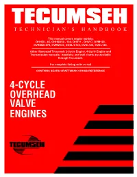 4-Cycle Overhead Valve Engines Contents
