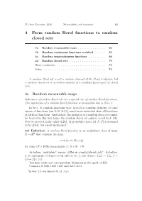 4 from Random Borel Functions to Random Closed Sets
