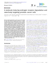 A Molecule Inducing Androgen Receptor Degradation and Selectively Targeting Prostate Cancer Cells