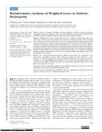 Bioinformatics Analysis of Weighted Genes in Diabetic Retinopathy