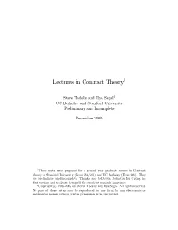 Lectures in Contract Theory1