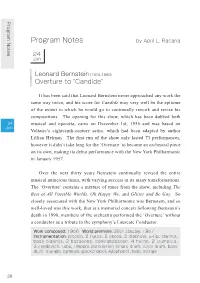 Program Notes Program