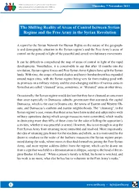 The Shifting Reality of Areas of Control Between Syrian Regime and the Free Army in the Syrian Revolution