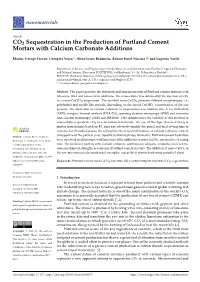 CO2 Sequestration in the Production of Portland Cement Mortars with Calcium Carbonate Additions