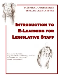 Introduction to E-Learning for Legislative Staff