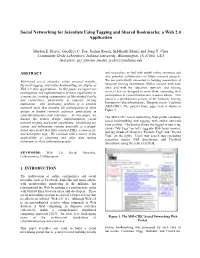 Social Networking for Scientists Using Tagging and Shared Bookmarks: a Web 2.0 Application