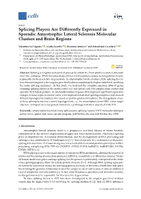 Splicing Players Are Differently Expressed in Sporadic Amyotrophic