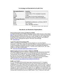 Technology and Standards for Health Care