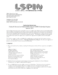 Application Instructions Charles H. Revson Law Student Public Interest (LSPIN) Fellowship Program Summer 2010