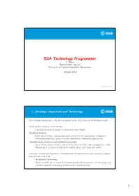 ESA Technology Programmes A