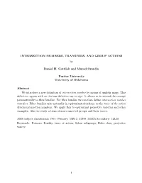 INTERSECTION NUMBERS, TRANSFERS, and GROUP ACTIONS by Daniel H. Gottlieb and Murad Ozaydin Purdue University University of Oklah