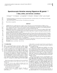 Spectroscopic Binaries Among Hipparcos M Giants I. Data, Orbits