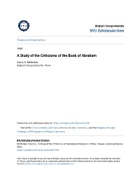 A Study of the Criticisms of the Book of Abraham
