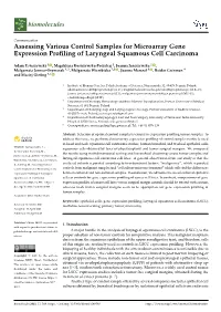 Assessing Various Control Samples for Microarray Gene Expression Proﬁling of Laryngeal Squamous Cell Carcinoma