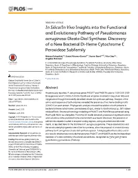 In Silico/In Vivo Insights Into the Functional and Evolutionary Pathway of Pseudomonas Aeruginosa Oleate-Diol Synthase