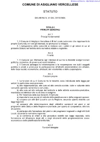 Statuto Comune Di Asigliano Vercellese