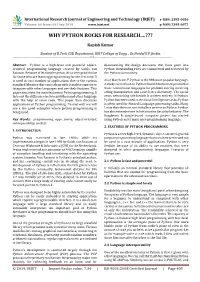 Why Python Rocks for Research...???