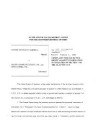 Complaint for Injunctive Relief Against Combination in Violation of Section