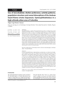 Use of Microhabitat, Shelter Preference, Activity