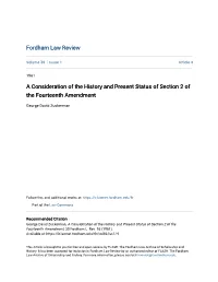 A Consideration of the History and Present Status of Section 2 of the Fourteenth Amendment