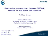 Basic Science Connections Between OMEGA / OMEGA EP and HIPER Risk Reduction