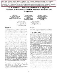 “Is It Just Me?” : Evaluating Attribution of Negative Feedback As a Function of Virtual Instructor’S Gender and Proxemics