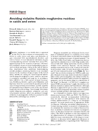 Avoiding Violative Flunixin Meglumine Residues in Cattle and Swine