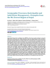 Geomorphic Processes, Rock Quality and Solid Waste Management—Examples from the Mt