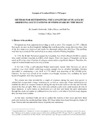 Method for Determining the Longitude of Places by Observing Occultations of Fixed Stars by the Moon*