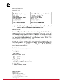 STEX/SECT/2020 August 04, 2020 the Relationship Manager, DCS