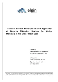 Technical Review: Development and Application of Bycatch Mitigation Devices for Marine Mammals in Mid-Water Trawl Gear