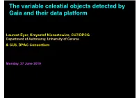 The Variable Celestial Objects Detected by Gaia and Their Data Platform