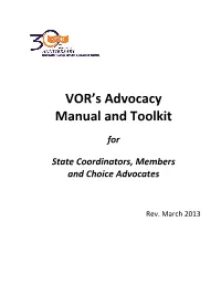 The VOR Advocacy Manual and Toolkit