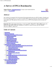 A Survey of FPGA Benchmarks