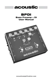 Bass Preamp + DI User Manual