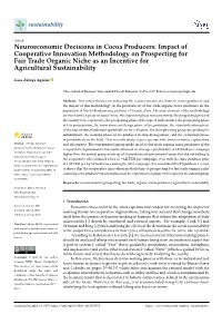 Neuroeconomic Decisions in Cocoa Producers