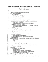 Public Outreach Via Cosmological Simulation Visualizations Table Of