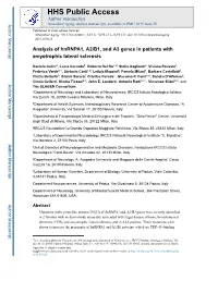 Analysis of Hnrnpa1, A2/B1, and A3 Genes in Patients with Amyotrophic Lateral Sclerosis