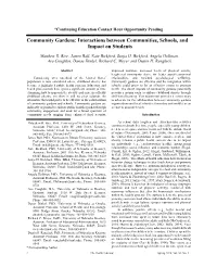 Community Gardens: Interactions Between Communities, Schools, and Impact on Students