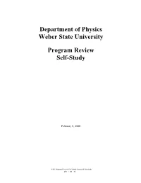 Department of Physics Weber State University Program Review Self