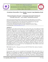 Evaluation of Karun River Water Quality Scenarios Using Simulation Model Results