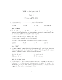 NLP - Assignment 2