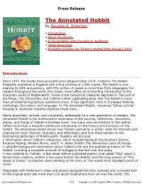 Press Release for the Annotated Hobbit Published by Houghton
