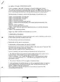 An Outline of Searle, INTENTIONALITY a Basic Assmnption