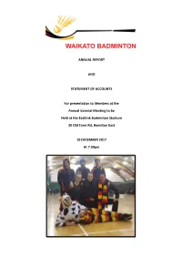 ANNUAL REPORT and STATEMENT of ACCOUNTS for Presentation to Members at the Annual General Meeting to Be Held at the Eastlink