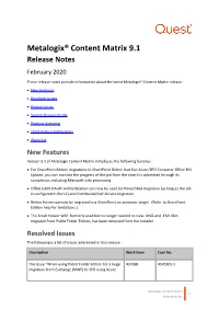 Content Matrix 9.1 Release Notes February 2020