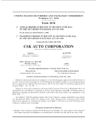 CSK AUTO CORPORATION (Exact Name of Registrant As Speciñed in Its Charter)